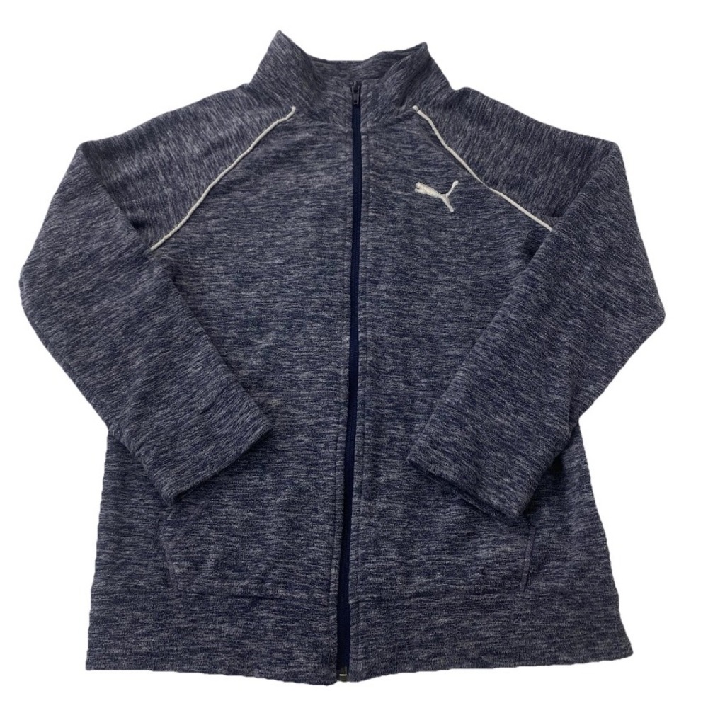 Puma Track Jacket Kids L 12/14 Blue Heather Athletic Full Zip Sweatshirt  Raglan